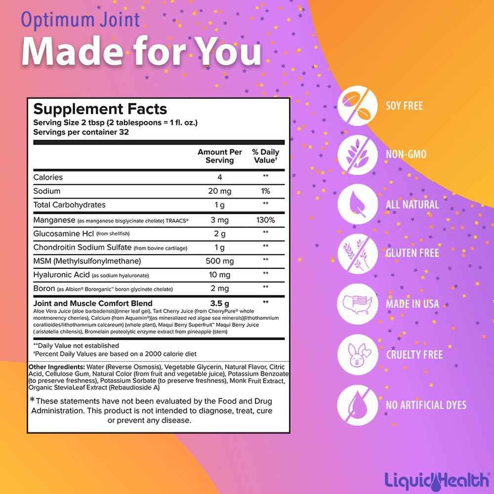 LIQUIDHEALTH Optimum Joint Glucosamine Chondroitin Supplement & Daily Multi Mineral Multivitamin Bundle for Men & Women - Sea Trace Minerals, Bone & Joint Health, Immune Support - Made in USA, Non-GMO