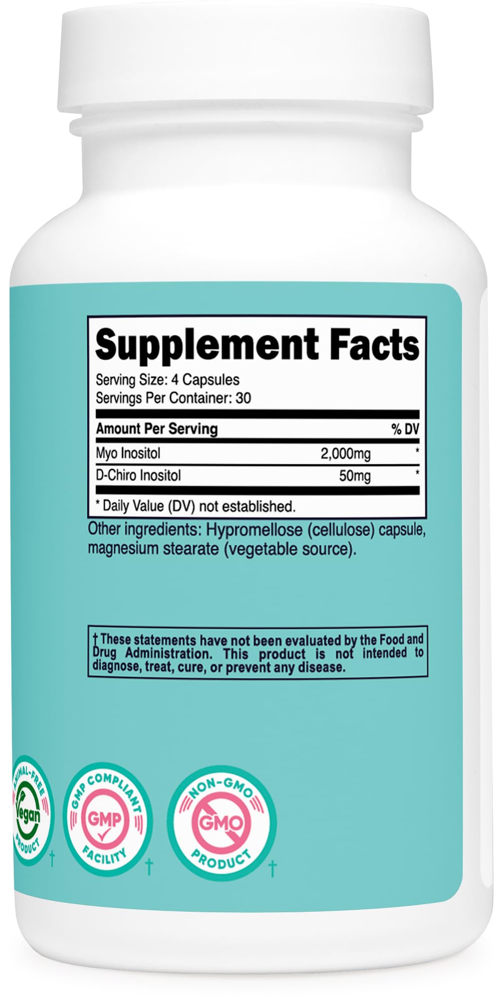 Nutricost Myo Inositol & D-Chiro Inositol for Women 2000mg, 120 Capsules, 2000mg Myo & 50mg D-Chiro Per Serving, 30 Servings, Vegetarian Friendly, Non-GMO & Gluten Free