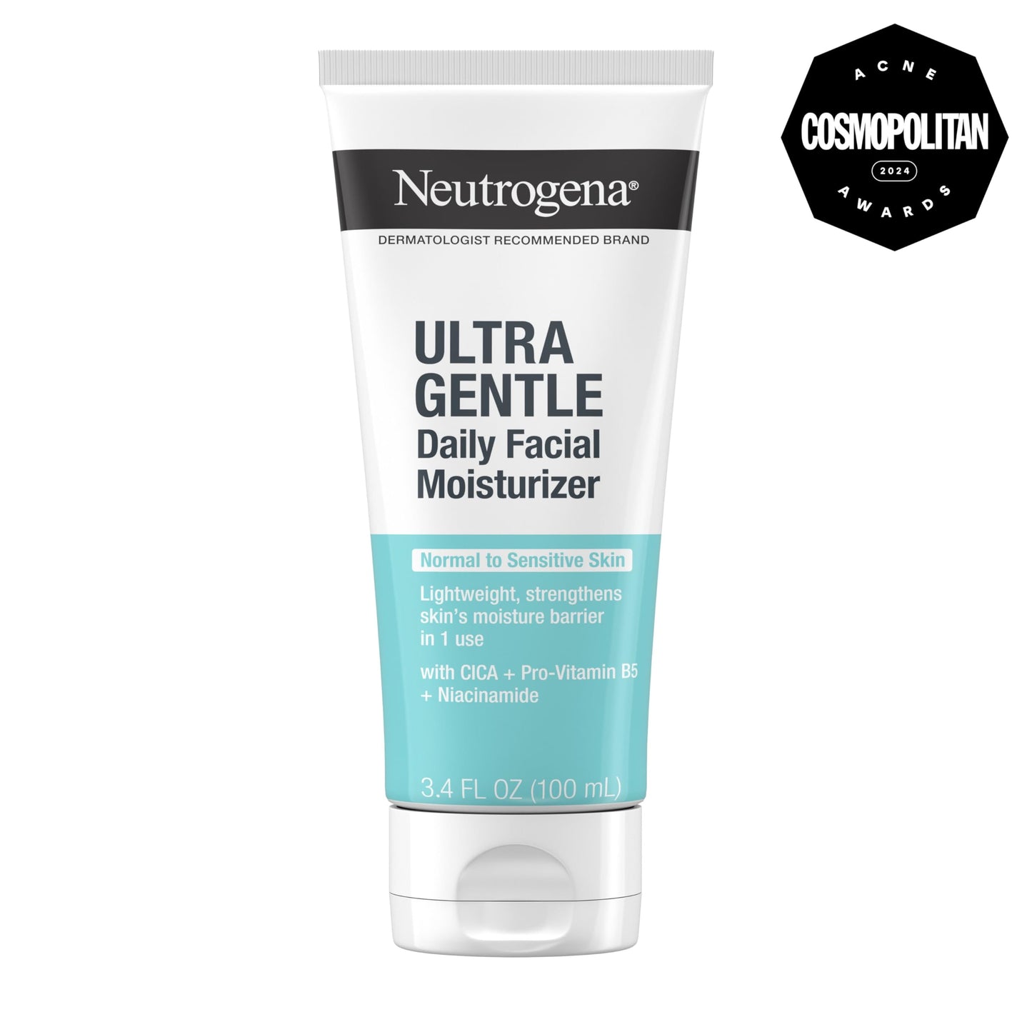 Neutrogena Fragrance Free Daily Facial Moisturizer, Face & Neck Moisturizer for Sensitive Skin with Vitamin B3, Pro-Vitamin B5 & Vitamin E Supports Skin's Dynamic Barrier, 3.4 fl. oz