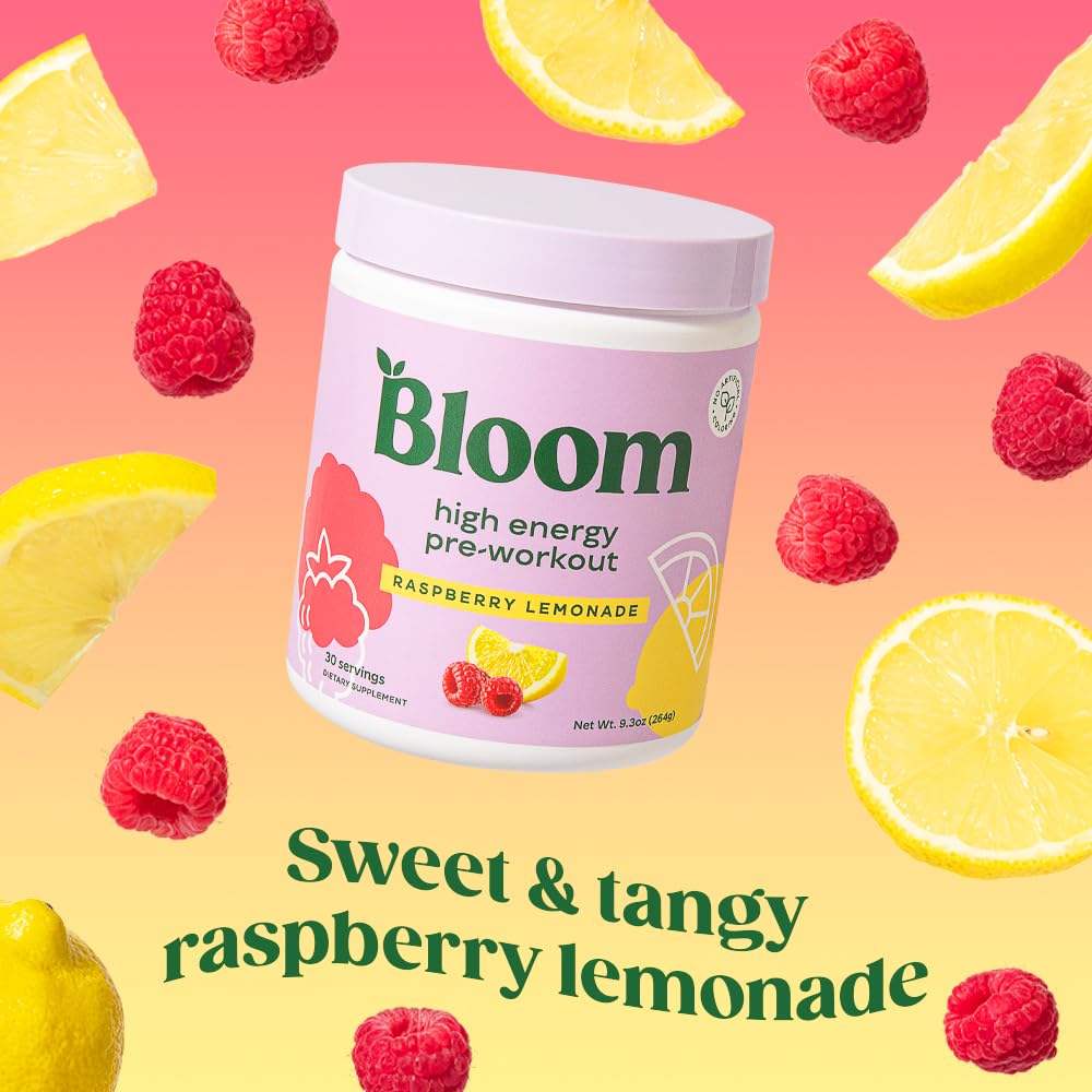 Pre-Order | Arrives in 5–10 Days –
Bloom Nutrition High Energy Pre Workout with Beta Alanine, Ginseng and L Tyrosine for Amino Energy, Natural Caffeine Powder from Green Tea Extract, Keto, Sugar Free Drink Mix, Raspberry Lemonade
