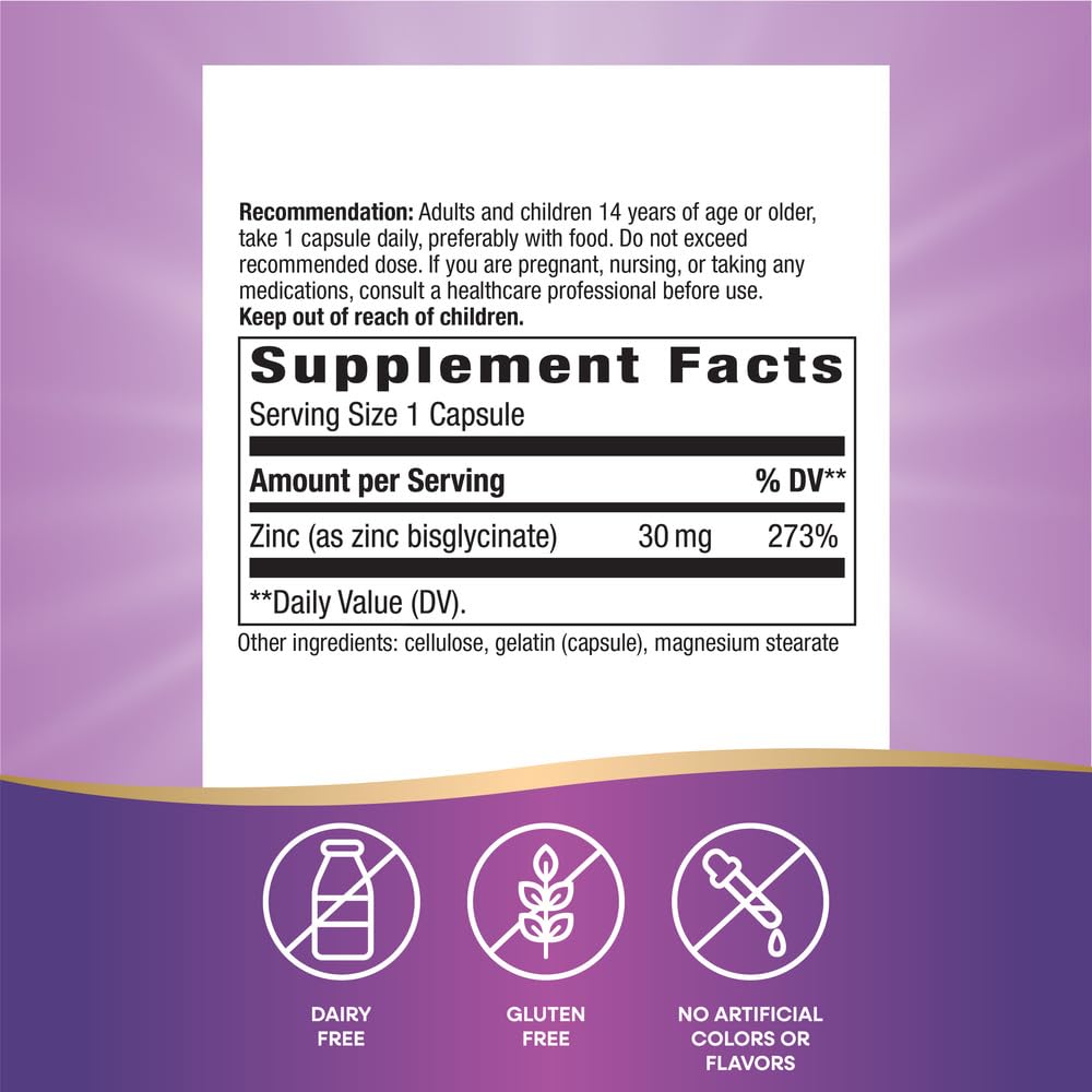 Nature's Way Zinc Chelate, Supports Immune Function*, 30 mg per Serving, 100 Capsules (Packaging May Vary) (Pack of 2)