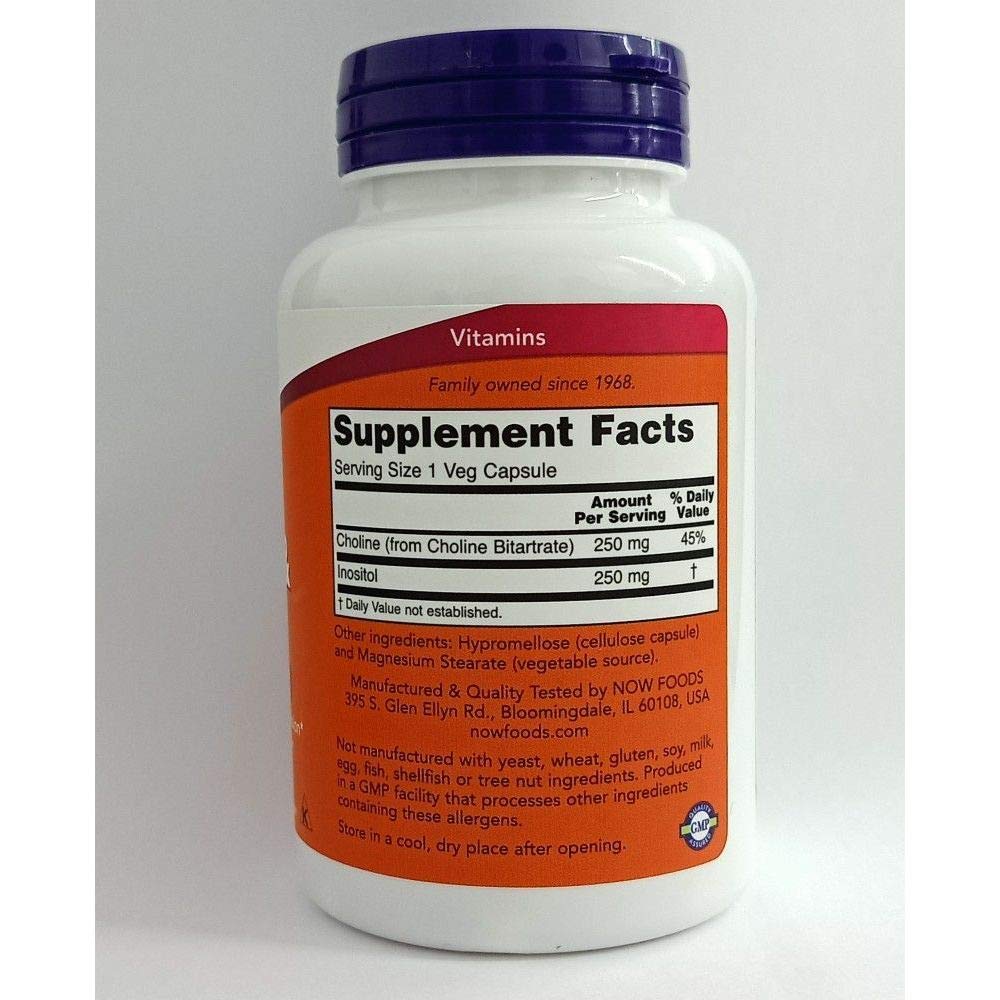 Pre-Order | Arrives in 5–10 Days – NOW Choline and Inositol 500mg, 100 Capsules (Pack of 2)