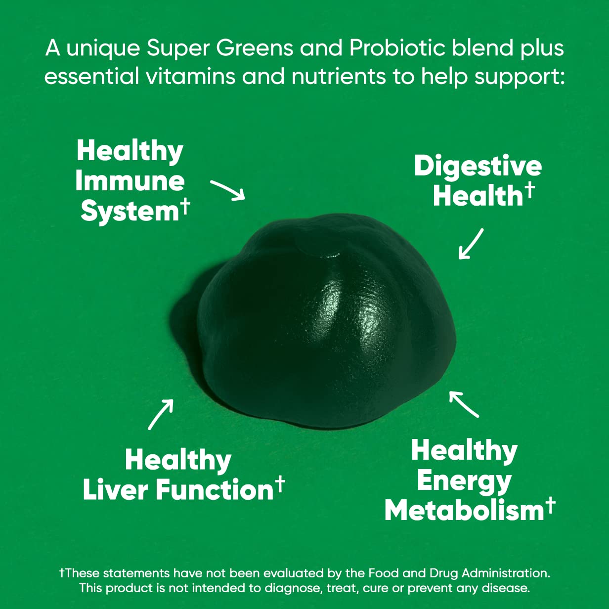 Pre-Order | Arrives in 5–10 Days – Goli SuperGreen Vitamin Gummy - 60 Count - Essential Vitamins and Minerals - Plant-Based, Vegan, Gluten-Free & Gelatin Free - Health from Within, Pack of 1