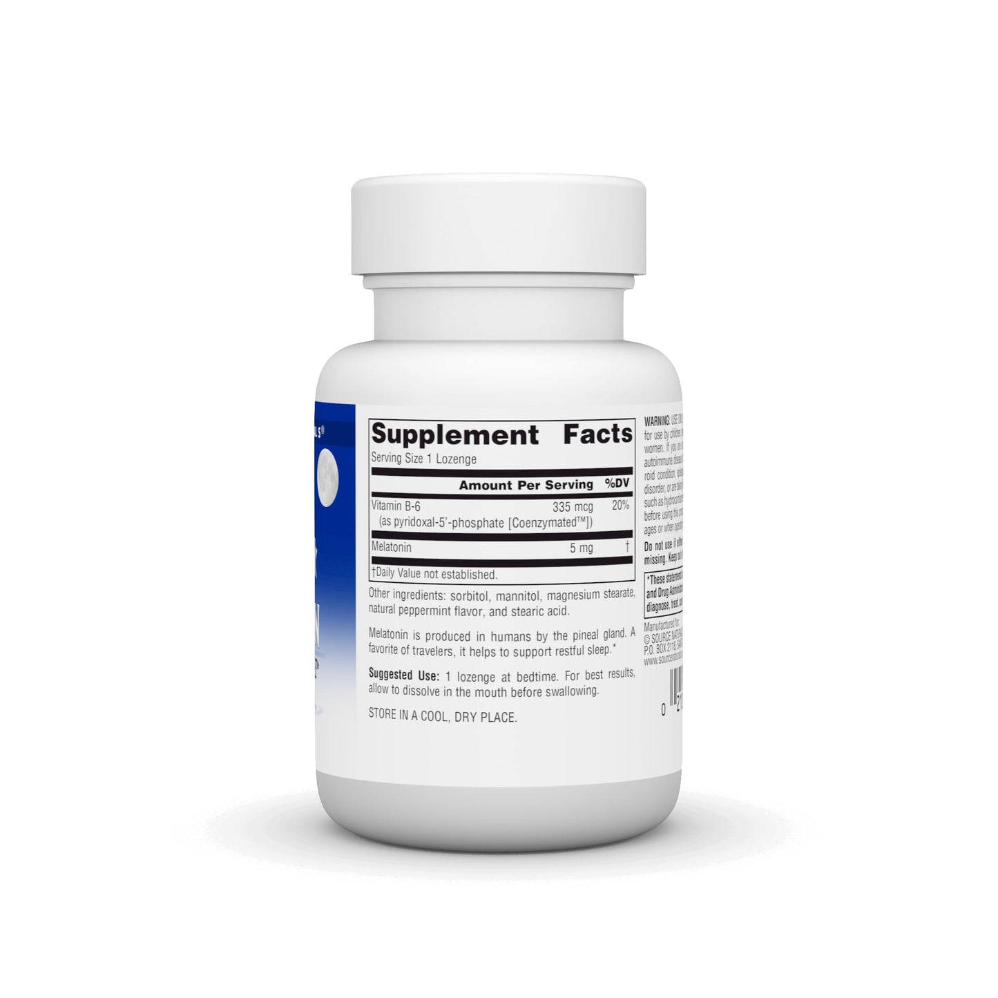 Pre-Order | Arrives in 5–10 Days – Source Naturals Melatonin 5 mg - 50 Peppermint Flavored Lozenges