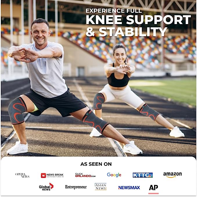 Modvel Knee Braces for Knee Pain Women & Men - 2 Pack Knee Brace for Knee Pain Set, Knee Brace Compression Sleeve, Knee Support for Knee Pain Meniscus Tear, ACL & Arthritis Pain Relief - Knee Sleeves