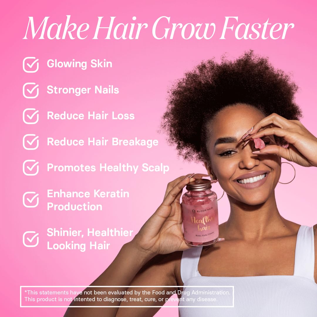 Bloom Hair Gummies Hair Vitamins for Faster Hair Growth - Hair Skin and Nails Vitamins & Biotin Vitamin - Supplement for Women & Biotin Gummies for Hair Growth