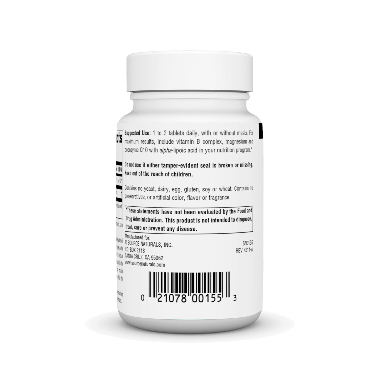 Source Naturals Alpha Lipoic Acid Supports Healthy Sugar Metabolism, Liver Function & Energy Generation* - 100 mg - 120 Tablets
