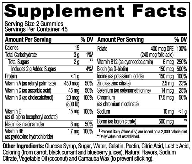 OLLY Women's Multivitamin Gummy, Vitamins A, D, C, E, Biotin, Folic Acid, Adult Chewable Vitamin, Berry Flavor, 45 Day Supply - 90 Count