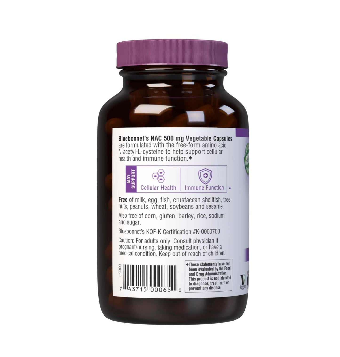 Pre-Order | Arrives in 5–10 Days – Bluebonnet NAC Supplement N-Acetyl-L-Cysteine 500 mg - Antioxidant Cellular Health & Immune Support - Free-Form Amino Acid for Women & Men - Non-GMO, Kosher, Gluten-Free - 90 Vegetable Capsules