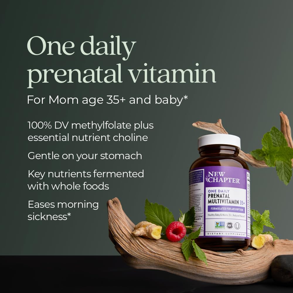 New Chapter Prenatal Vitamins, One Daily Prenatal Multivitamin Enhanced for Age 35+ with Methylfolate + Choline for Healthy Mom & Baby, Gluten Free & Non-GMO- 90 ct