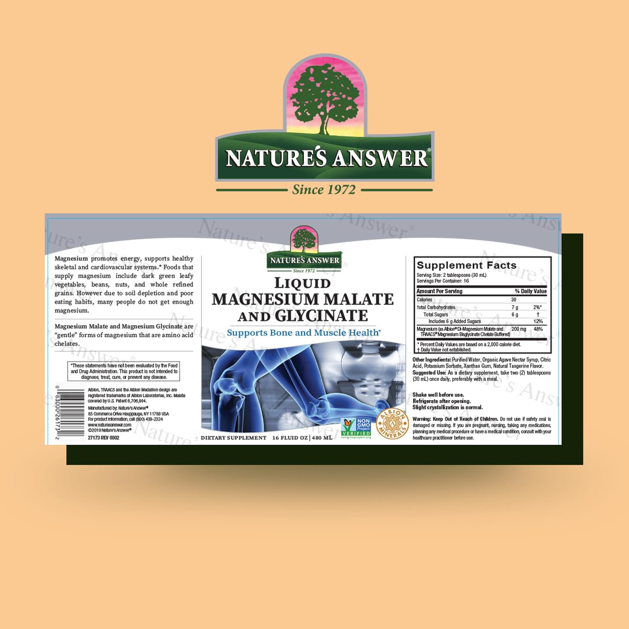 Magnesium Glycinate & Magnesium Malate Liquid - 16 Oz Magnesium Concentrate - Vegan & Gluten-Free - Bone, Muscle, and Cardiovascular Support - Suitable for All