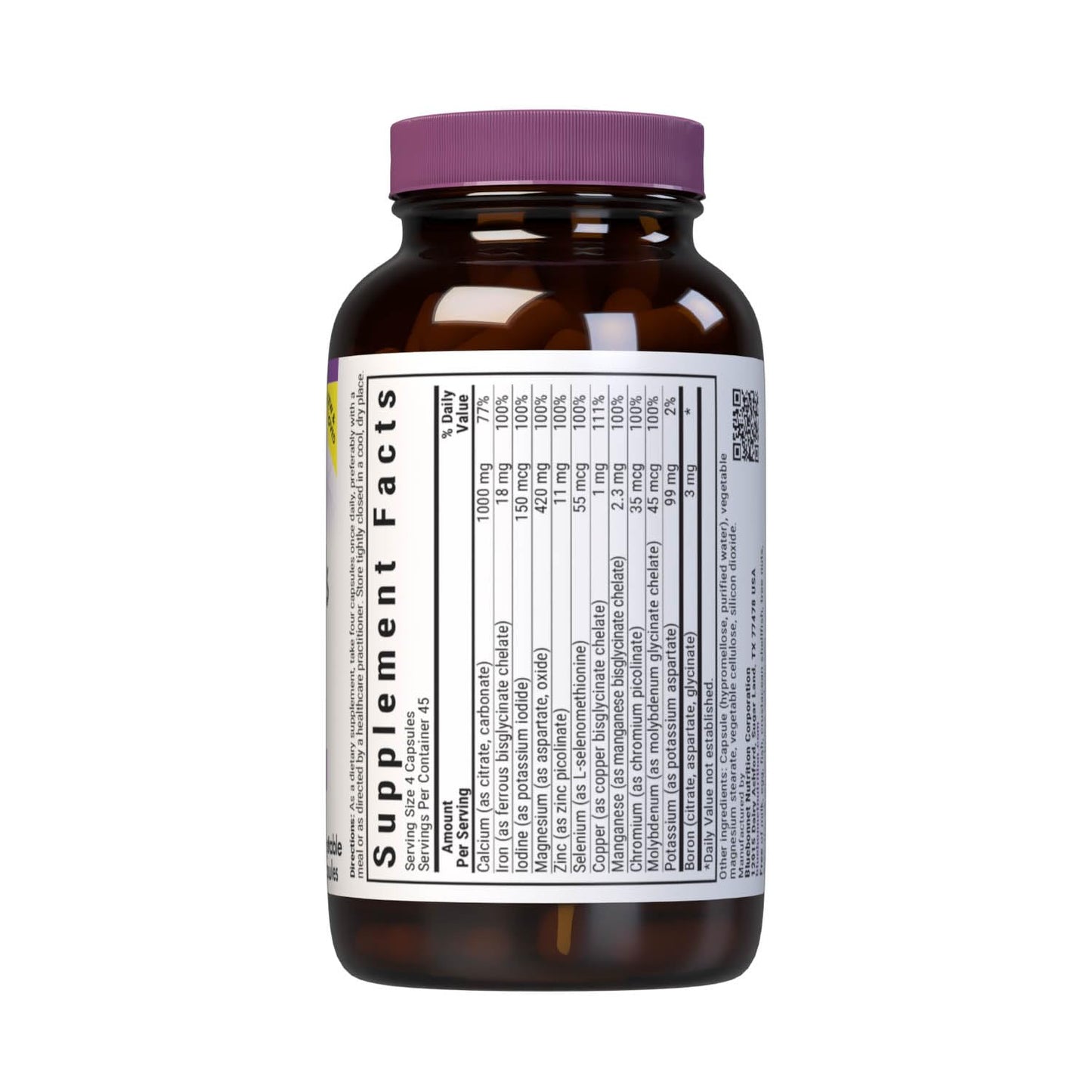 Bluebonnet Nutrition Multiminerals & Boron with Iron, Full Spectrum, Bone Health*, Non-GMO, Kosher Certified, Gluten-Free, Soy-Free, Dairy-Free, 180 Vegetable Capsules, 45 Servings