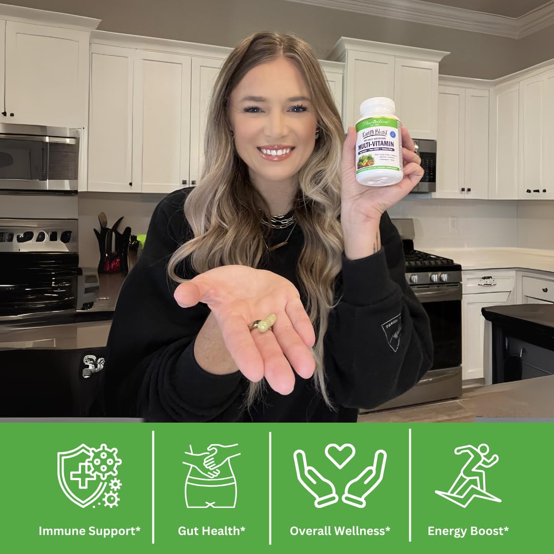 Pre-Order | Arrives in 5–10 Days – Paradise Herbs Earth's Blend Women's One Daily Multivitamin with Iron, 48 Organic Superfoods, Probiotics, Antioxidants, Vitamins A, B12, C, D, K2, Daily Superfood, 30 Capsules