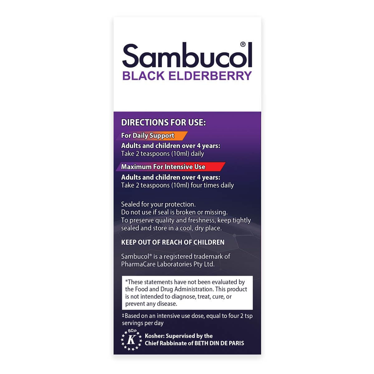 Sambucol Advanced Black Elderberry Syrup - Elderberry with Zinc and Vitamin C for Adults, Sambucus Elderberry Syrup, Elderberry Liquid - 4 Fl Oz