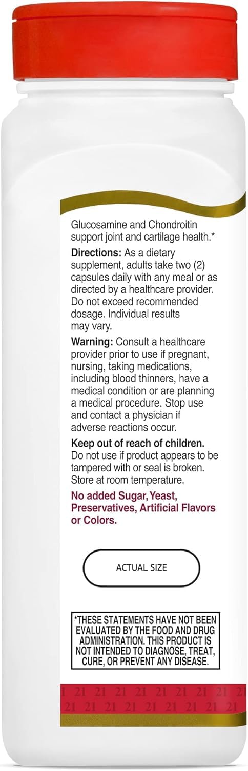 21st Century Glucosamine/Chondroitin, Original Strength, 200 Easy to Swallow Capsules
