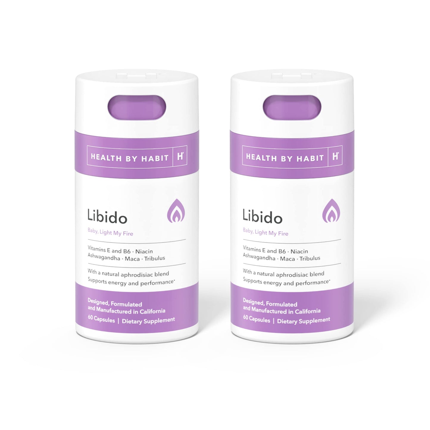 Health by Habit Libido Blend 2 Pack (60 Capsules) - Natural Aphrodisiac Blend with Maca, Ashwagandha, Vegan, Non-GMO, Sugar-Free., White