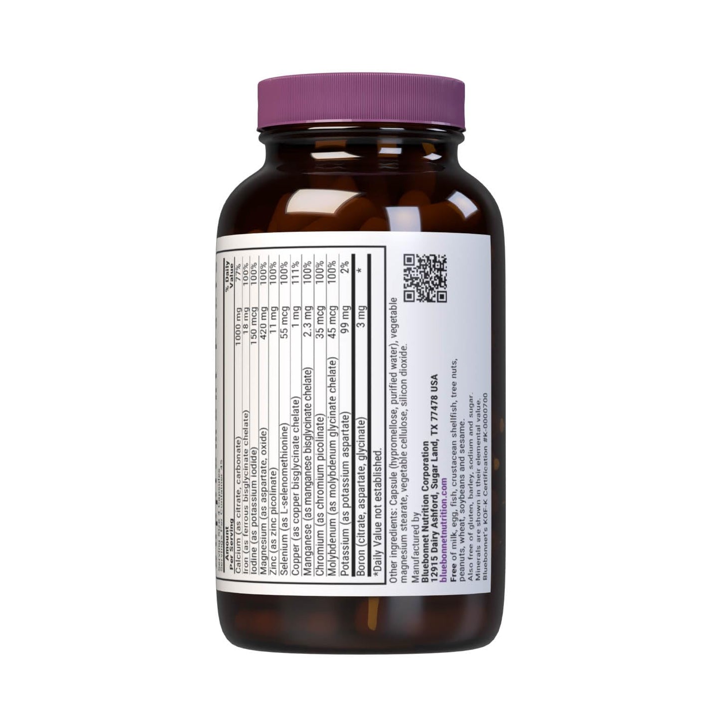 Bluebonnet Nutrition Multiminerals & Boron with Iron, Full Spectrum, Bone Health*, Non-GMO, Kosher Certified, Gluten-Free, Soy-Free, Dairy-Free, 180 Vegetable Capsules, 45 Servings