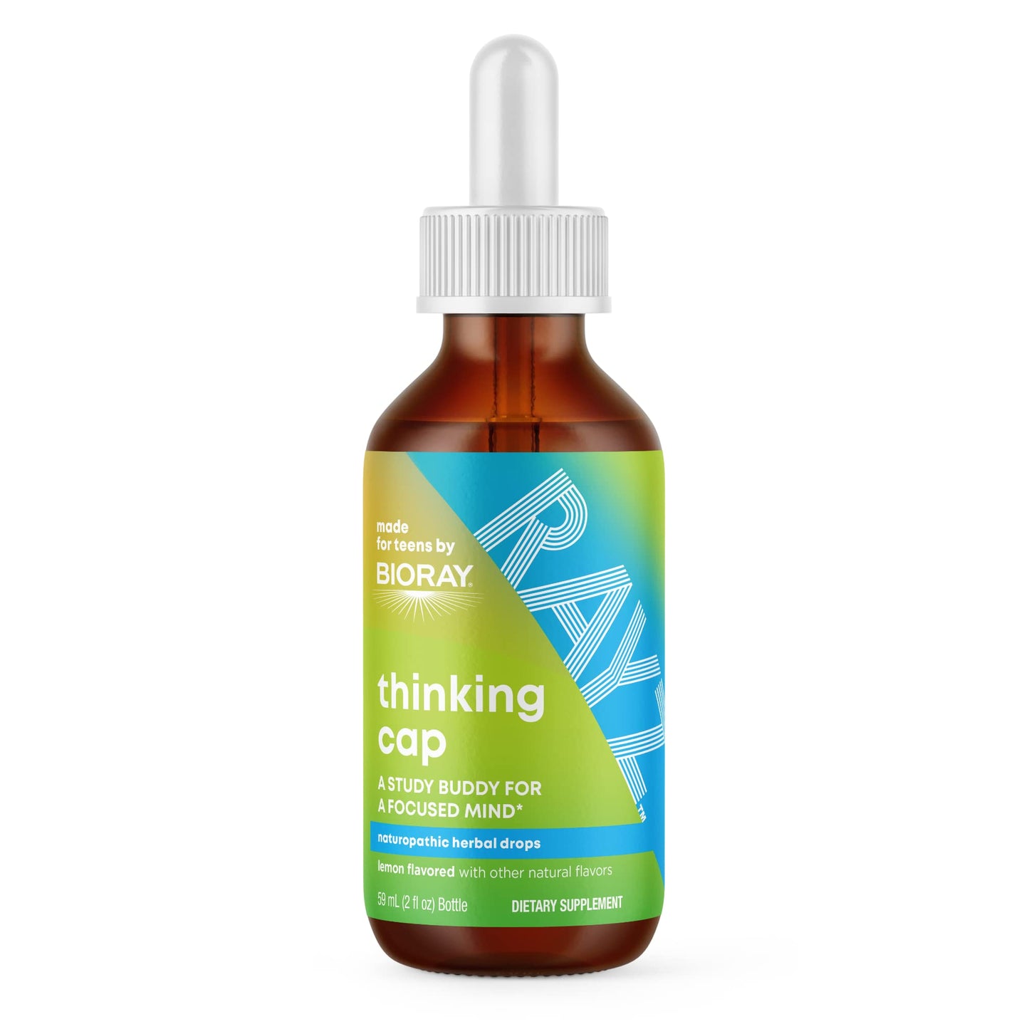 BIORAY RAYZ Thinking Cap, Lemon Flavor - 2 fl oz - Cognitive Function Support for Teens 12-18 Years Old