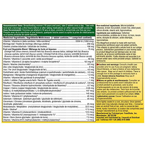 Pre-Order | Arrives in 5–10 Days – MegaFood Postnatal Vitamins for Breastfeeding Moms | Postpartum Lactation Supplement Multivitamins for Women | Vitamin C Vitamin A Choline Moringa Leaf & Iron | 60 Capsules