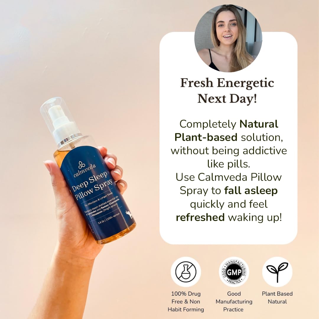 Lavender Pillow Spray for Sleeping - with 3mg Melatonin & Roman Chamomile (1200+ Sprays) | Natural & Non Habit Forming Deep Sleep Pillow Spray, Melatonin Sleep Spray for Adults
