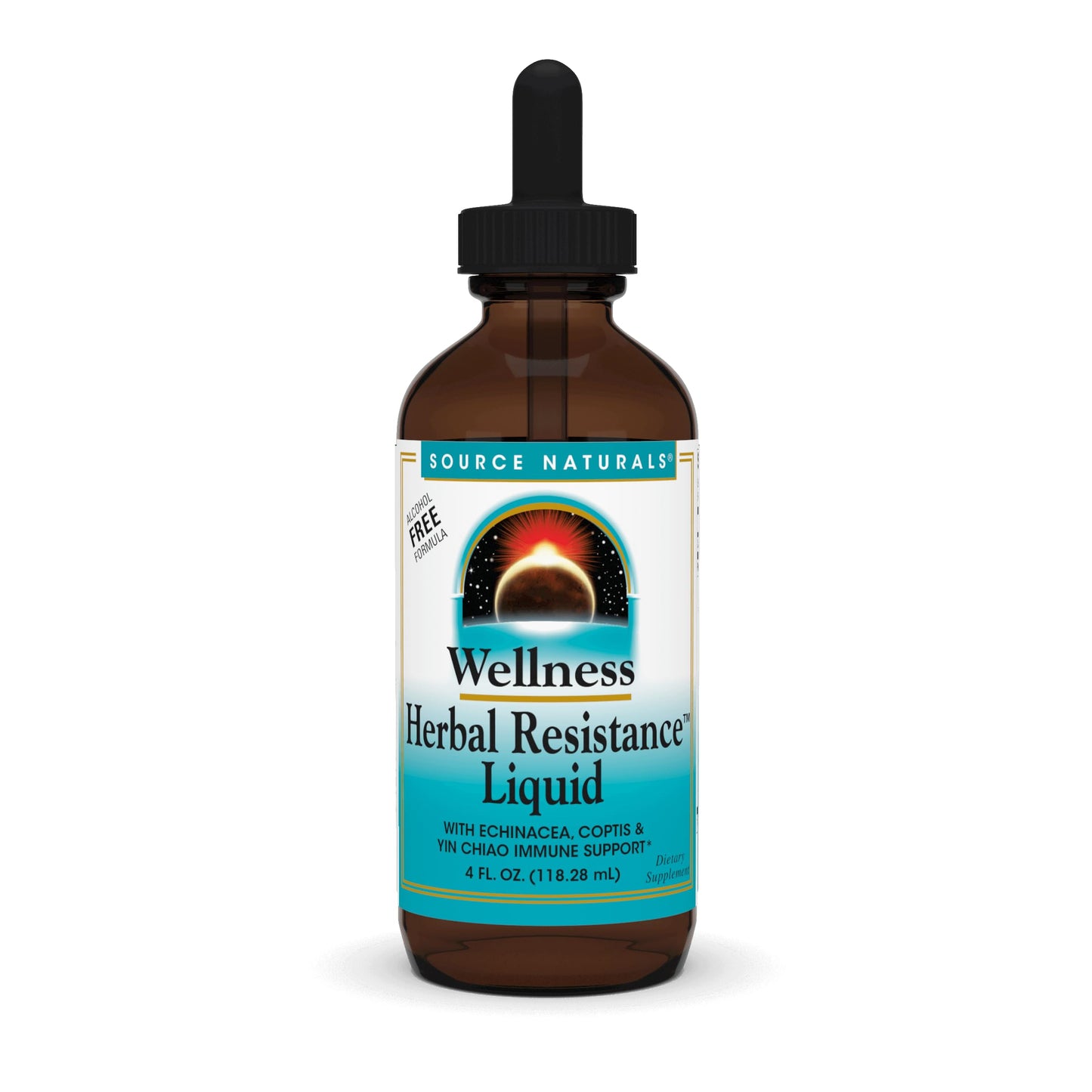 Pre-Order | Arrives in 5–10 Days – Source Naturals Wellness Herbal Resistance Liquid with Echinacea, Coptis, and Yin Chiao, Immune Support* - Alcohol Free - 4 Fliud Oz