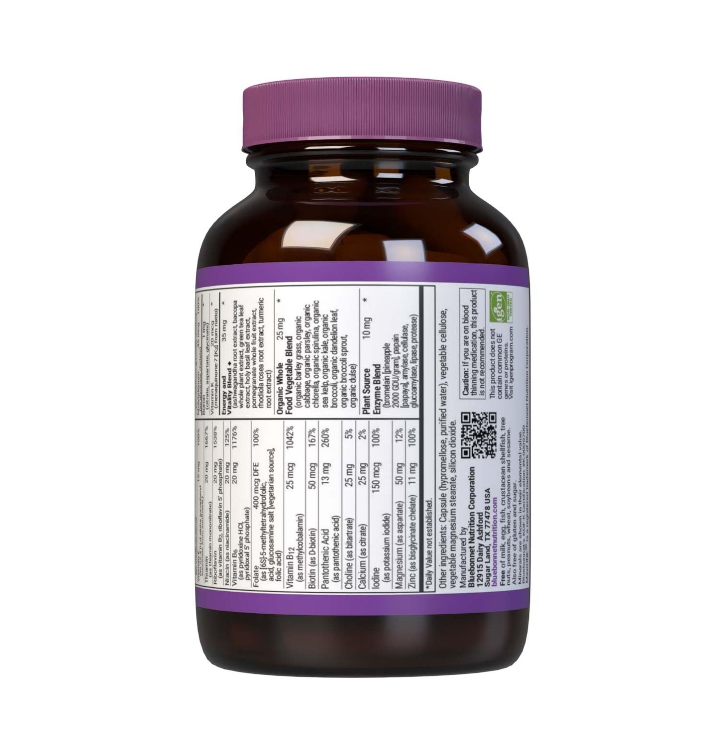 Bluebonnet Nutrition Maxi One Whole Food Multiple, Enzymes, Energy, Vitality, Gluten, Kosher, Soy & Dairy-Free, Vegetarian Friendly, Non-GMO, 30 Count