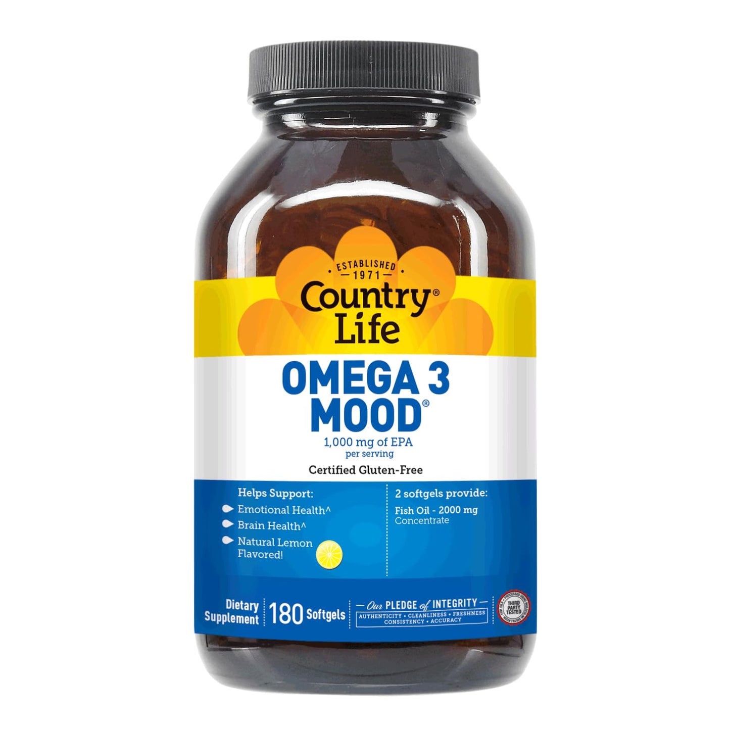 Pre-Order | Arrives in 5–10 Days – Country Life Omega 3 Fish Oil Supplement - High Concentration EPA and DHA Omega 3 Fatty Acids - 2000mg Fish Oil for Emotional Health, Mood Support, and No Fish Taste - Natural Lemon Flavor