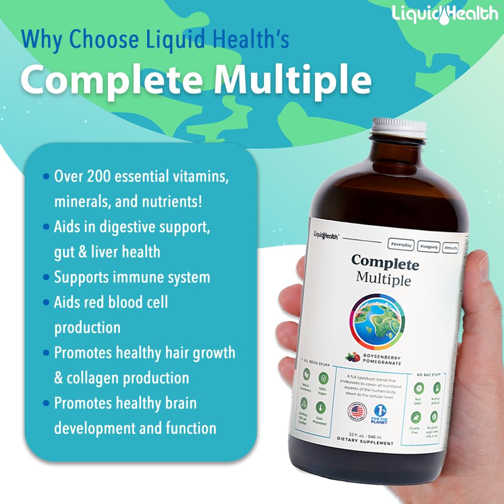 LIQUIDHEALTH Optimum Joint Glucosamine Chondroitin Supplement & Complete Multiple Daily Multivitamin Bundle for Men & Women - Immune Support, Bone Joint Health, Whole Foods - USA Made, Vegan, Non-GMO