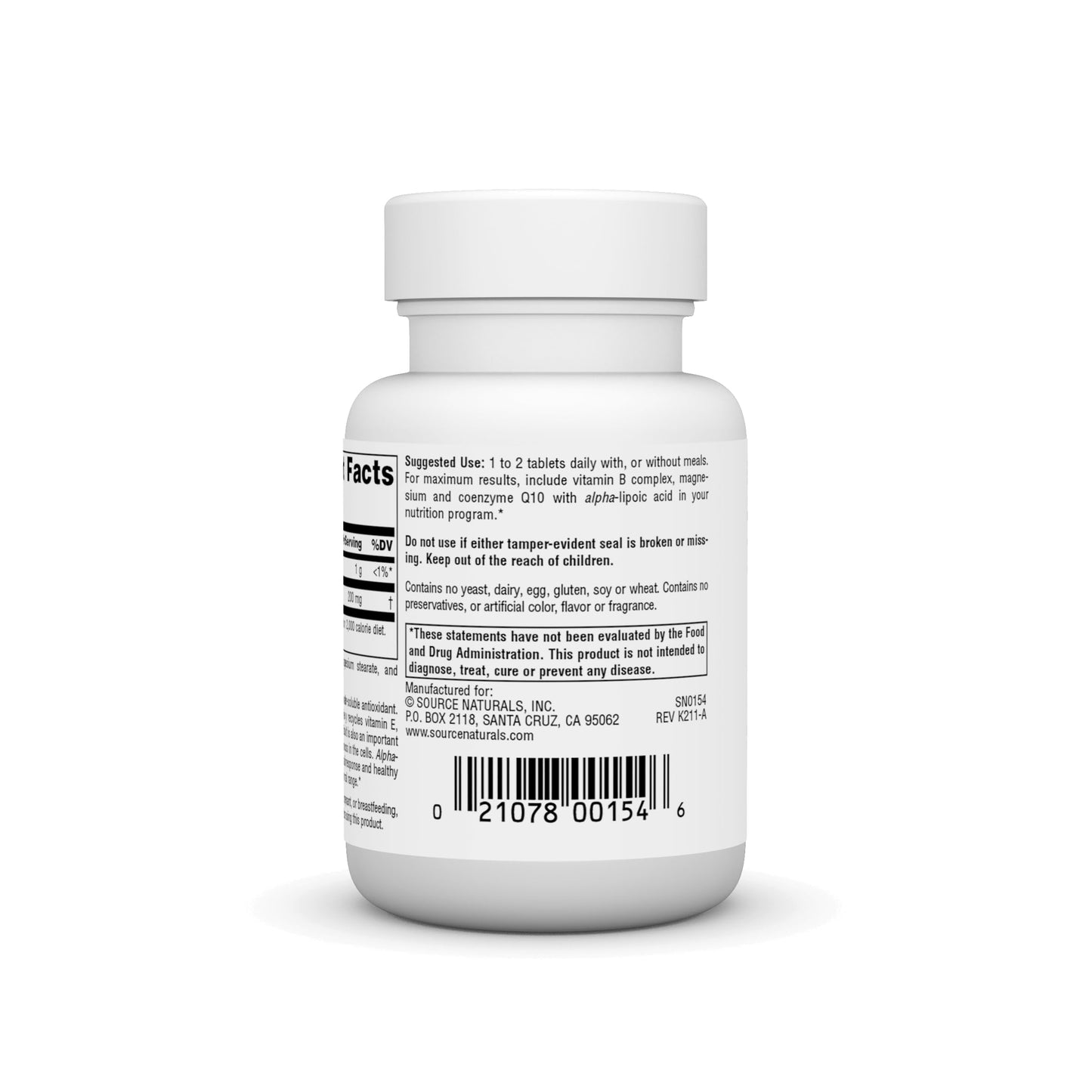 Source Naturals Alpha Lipoic Acid Supports Healthy Sugar Metabolism, Liver Function & Energy Generation* -100 mg - 60 Tablets