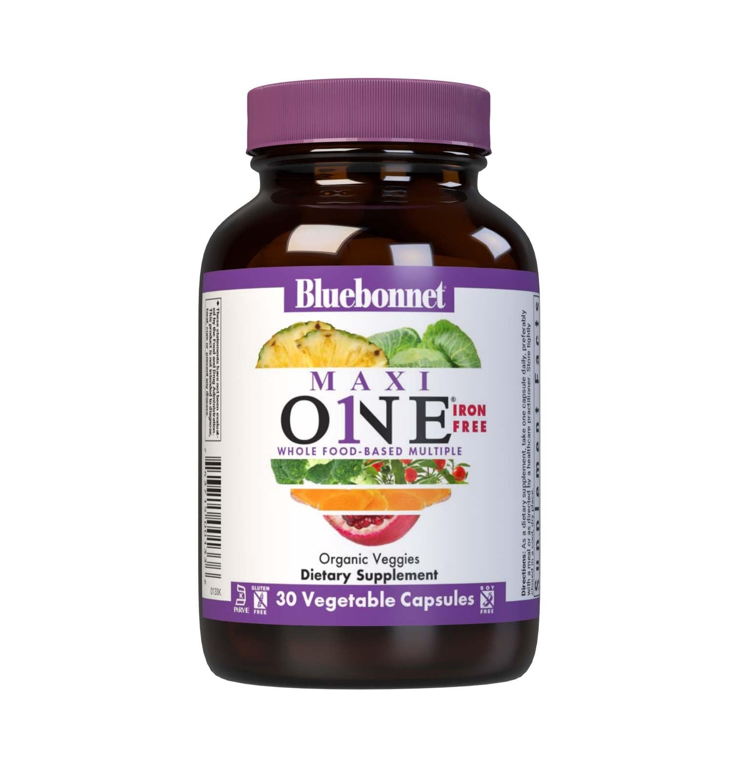Bluebonnet Nutrition Maxi One Whole Food Multiple, Enzymes, Energy, Vitality, Gluten, Kosher, Soy & Dairy-Free, Vegetarian Friendly, Non-GMO, 30 Count