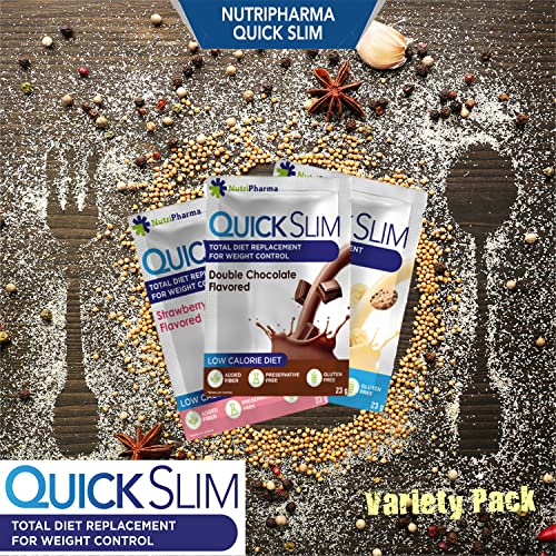 Quick Slim Meal Replacement Shake for Weight Loss, 30 Servings, 20g Protein, 27 Vitamins & Minerals, Dietary Fiber, Low Carb, Gluten Free
