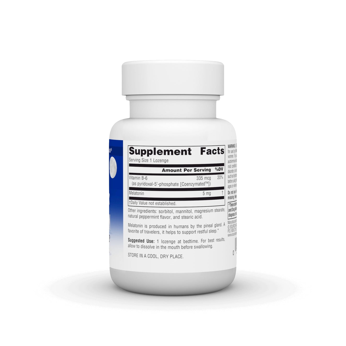 Pre-Order | Arrives in 5–10 Days – Source Naturals Melatonin 5 mg - 100 Peppermint Flavored Lozenges