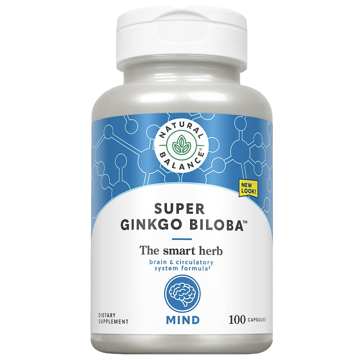 Natural Balance Super Ginkgo Biloba Plus | Brain & Circulation Formula to Help Support Focus, Memory & Blood Flow | with Gotu Kola | 100ct, 50 Serv.