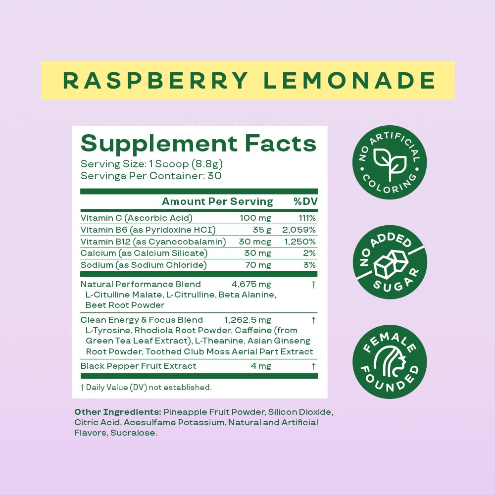 Pre-Order | Arrives in 5–10 Days –
Bloom Nutrition High Energy Pre Workout with Beta Alanine, Ginseng and L Tyrosine for Amino Energy, Natural Caffeine Powder from Green Tea Extract, Keto, Sugar Free Drink Mix, Raspberry Lemonade