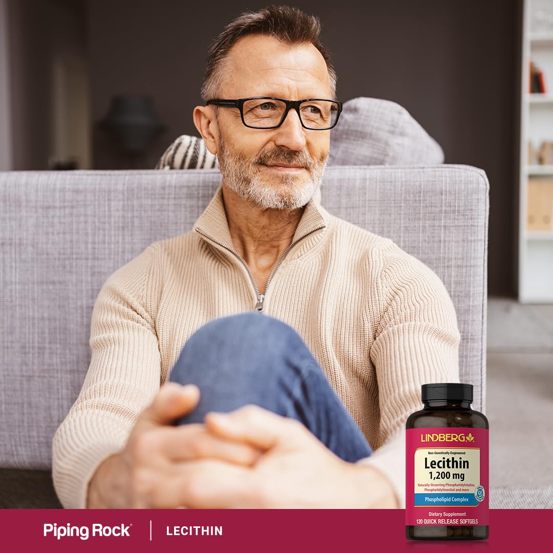 Lindberg Lecithin 1200mg Supplement | for Men & Women | 120 Softgel Capsules | Phospholipid Complex | Non-GMO, Gluten Free