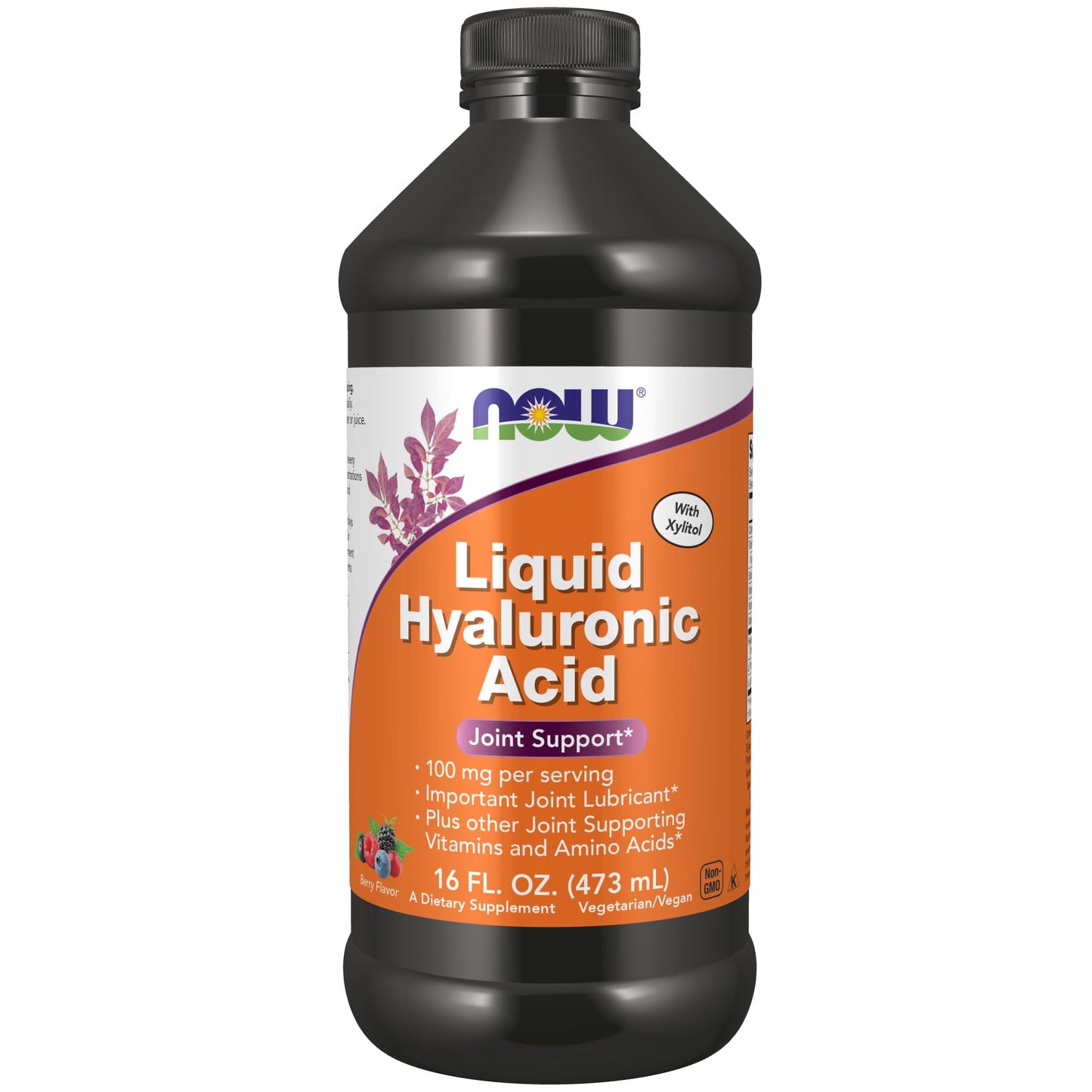 Pre-Order | Arrives in 5–10 Days – NOW Foods Supplements, Liquid Hyaluronic Acid, Delicious Berry Flavor, 100 mg Per Serving, 16-Ounce