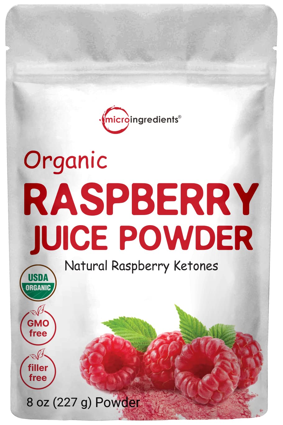 Pre-Order | Arrives in 5–10 Days – Organic Raspberry Juice powder, 8oz | 100% Natural Fruit Powder | Freeze-Dried Raspberries Source | No Sugar & Additives | Great Flavor for Drinks, Smoothie, & Beverages | Non-GMO & Vegan Friendly