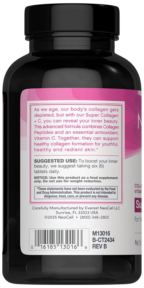 NeoCell Super Collagen Plus Vitamin C, Skin, Hair and Nails Supplement, Includes Antioxidants, Tablet, 360 Count, 1 Bottle