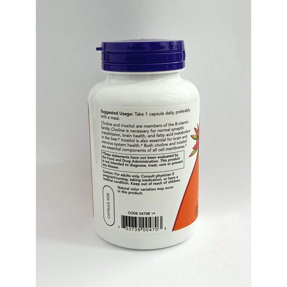 Pre-Order | Arrives in 5–10 Days – NOW Choline and Inositol 500mg, 100 Capsules (Pack of 2)