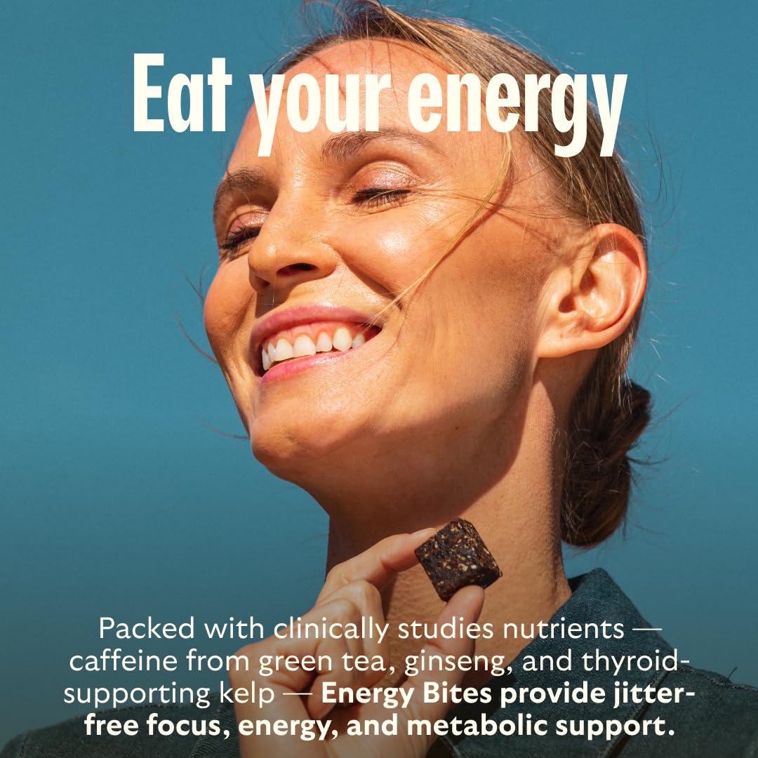 GEM Energy Aid Caffeinated Bite | Holistic Sustained Energy | Supports Metabolism & Endurance | 40mg Caffeine, Ginseng Root, L-Theanine | Chocolate Cacao Sea Salt | 7 Servings
