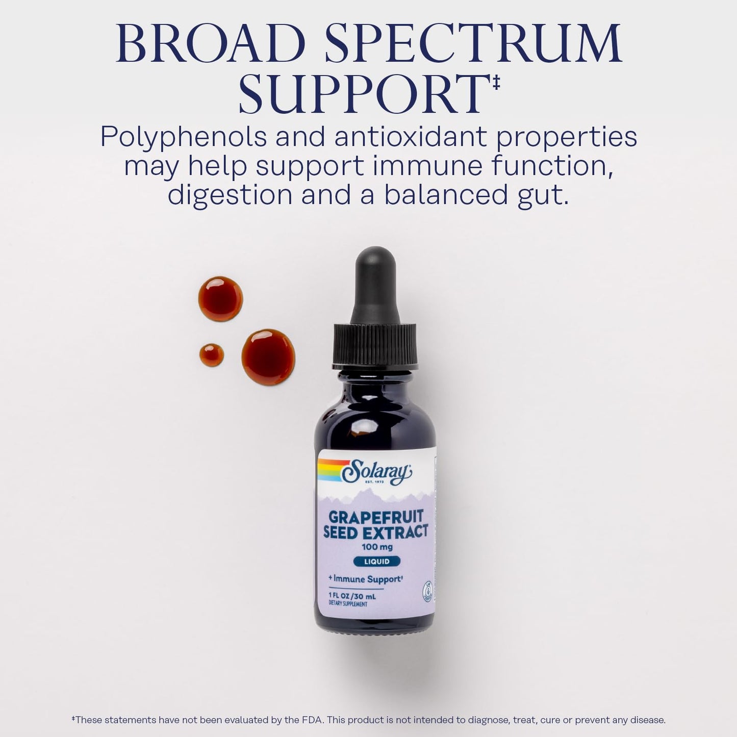 Pre-Order | Arrives in 5–10 Days – SOLARAY Grapefruit Seed Extract Liquid 100mg - Immune Support Supplement w/Antioxidants and Polyphenols - Gut Health and Digestion Support - 60-Day Guarantee, Lab Verified, Approx. 100 Serv, 1 FL OZ