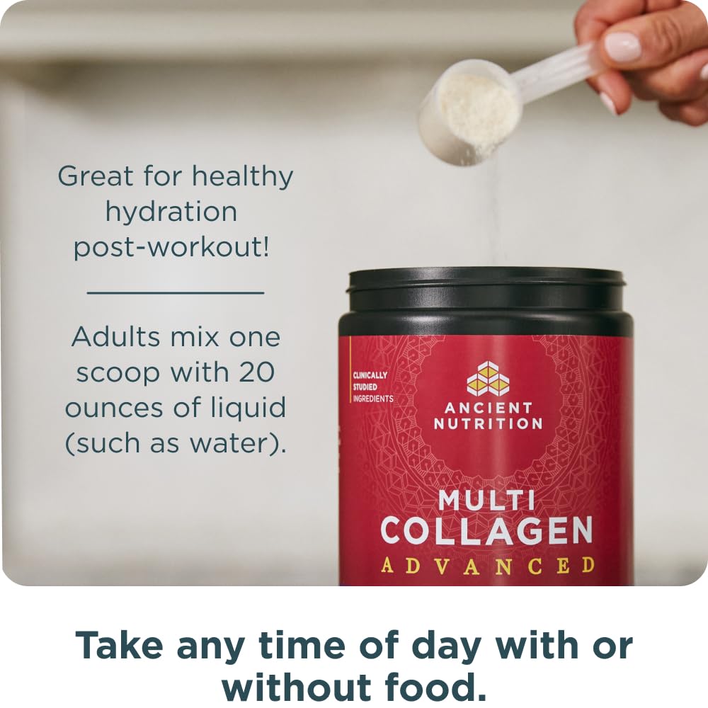 Ancient Nutrition Advanced Multi Collagen Protein Powder Hydrate, Lemon Lime, 30 Servings