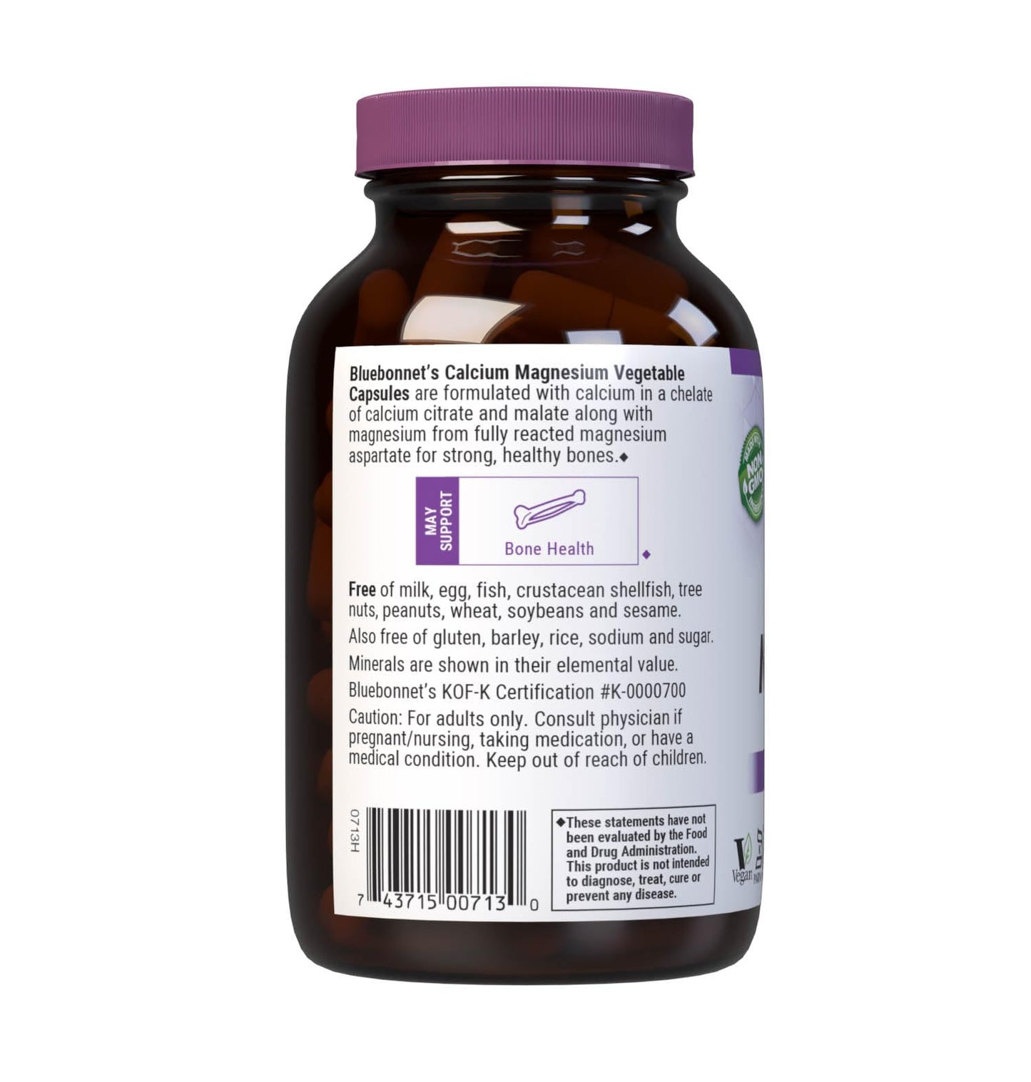 Pre-Order | Arrives in 5–10 Days – Bluebonnet Nutrition Calcium & Magnesium, Bone Health*, Non-GMO, Vegan, Kosher Certified, Gluten-Free, Soy-Free, 90 Vegetable Capsules, 30 Servings