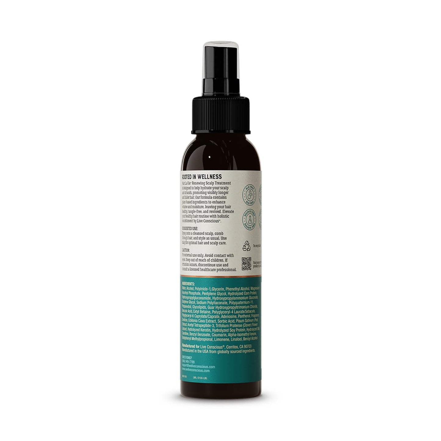 Live Conscious by Hair La Vie Renewing Scalp Treatment - Hair Thickening Spray & Scalp Treatment - Add Volume to Hair and Soothe Scalp for Hair Growth, 4 fl oz.