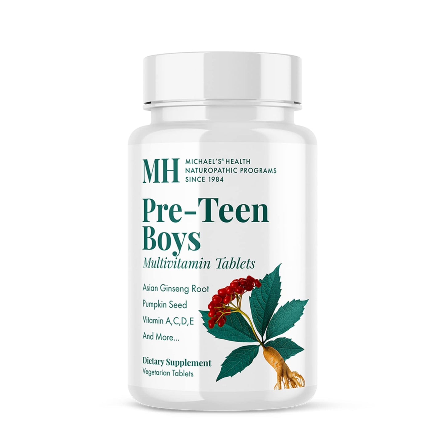 MICHAEL'S Health Naturopathic Programs Pre-Teen Boys Daily Multivitamin - 60 Vegetarian Tablets - with Male Herbal Blend - Kosher - 60 Servings
