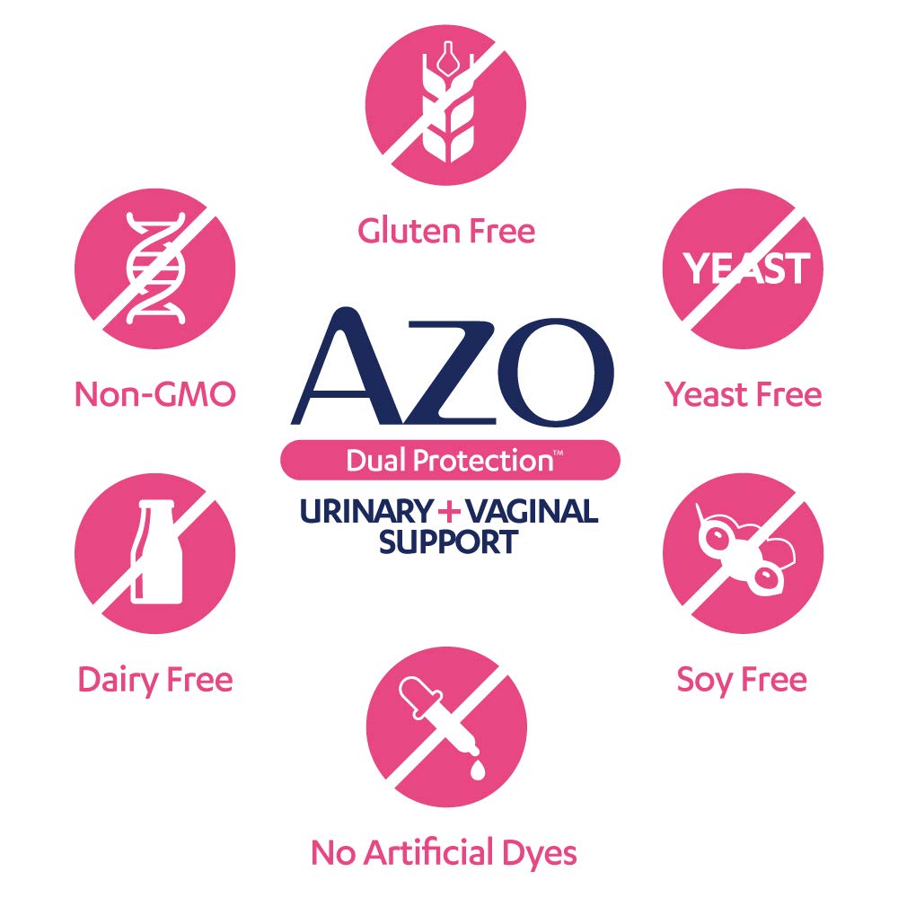 AZO Dual Protection, Urinary + Vaginal Support, Prebiotics and Probiotics for Women*, Starts Working Within 24 Hours, Non-GMO, 30 Count