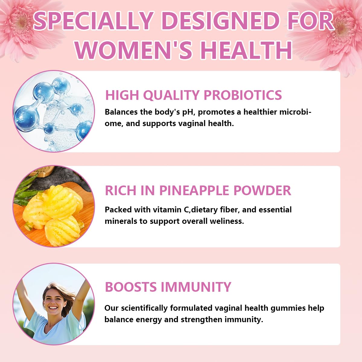 New Feminine PH Balance Gummies, Hawaiian Pineapple Flavor Health Wellness Support Vital Organic Feminine Gummies, Women's Health Supplement (120)