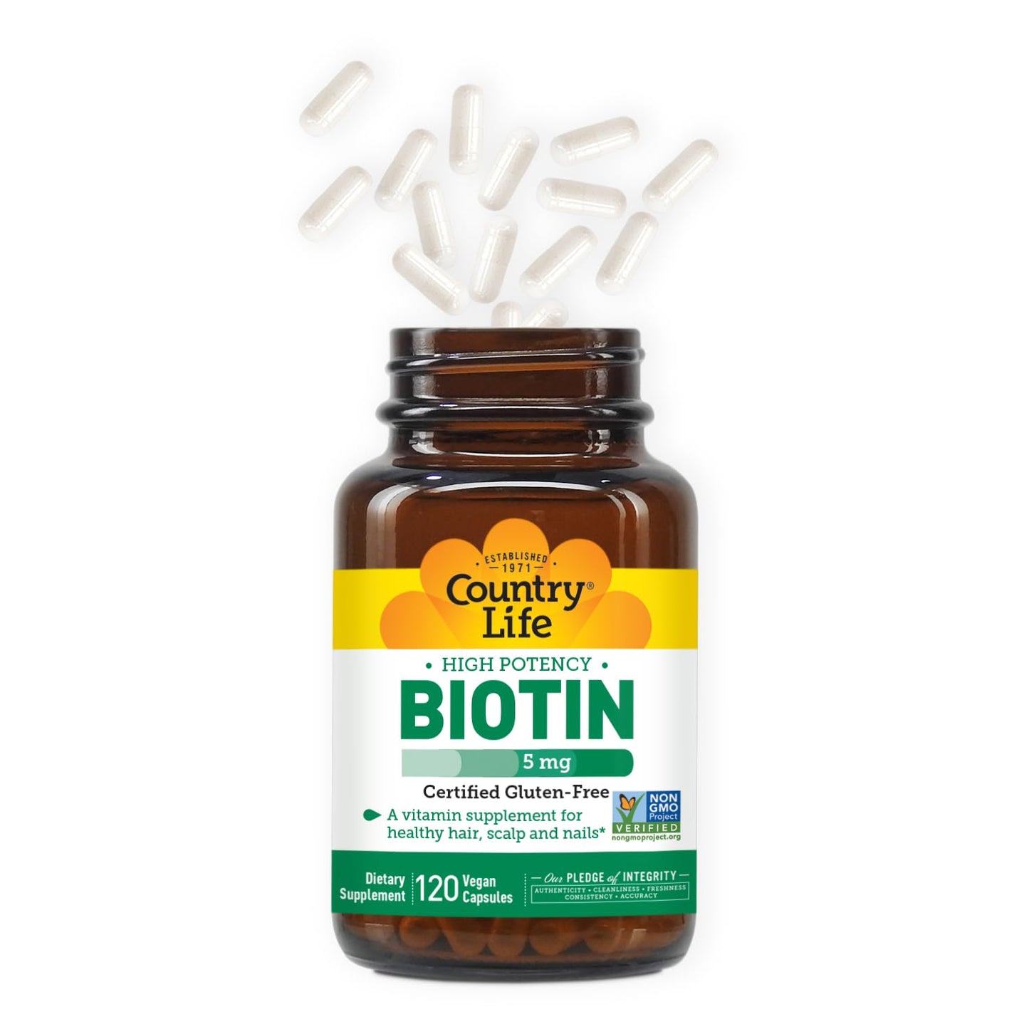 Pre-Order | Arrives in 5–10 Days – Country Life Country Life Biotin 5 mg Vegicaps, 120 Count