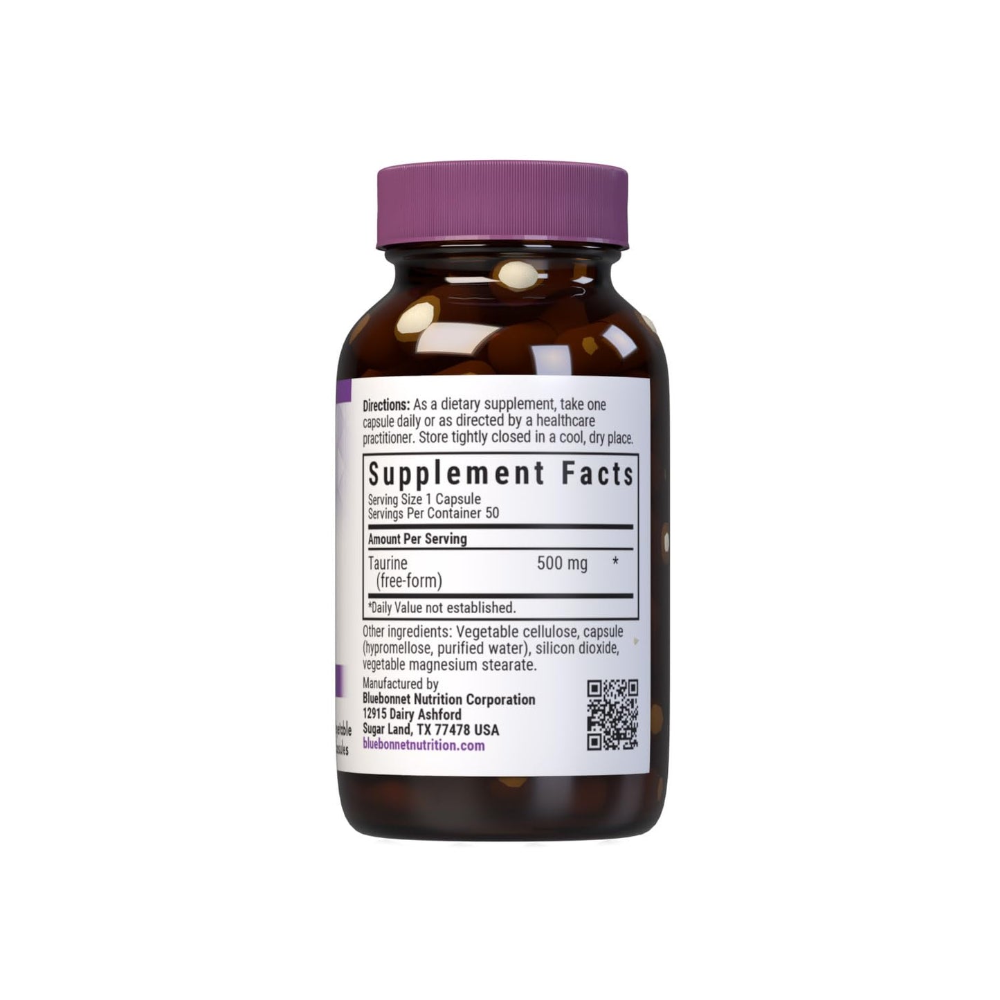 Pre-Order | Arrives in 5–10 Days – Bluebonnet Taurine 500 mg Vitamin Capsules, 50 Count