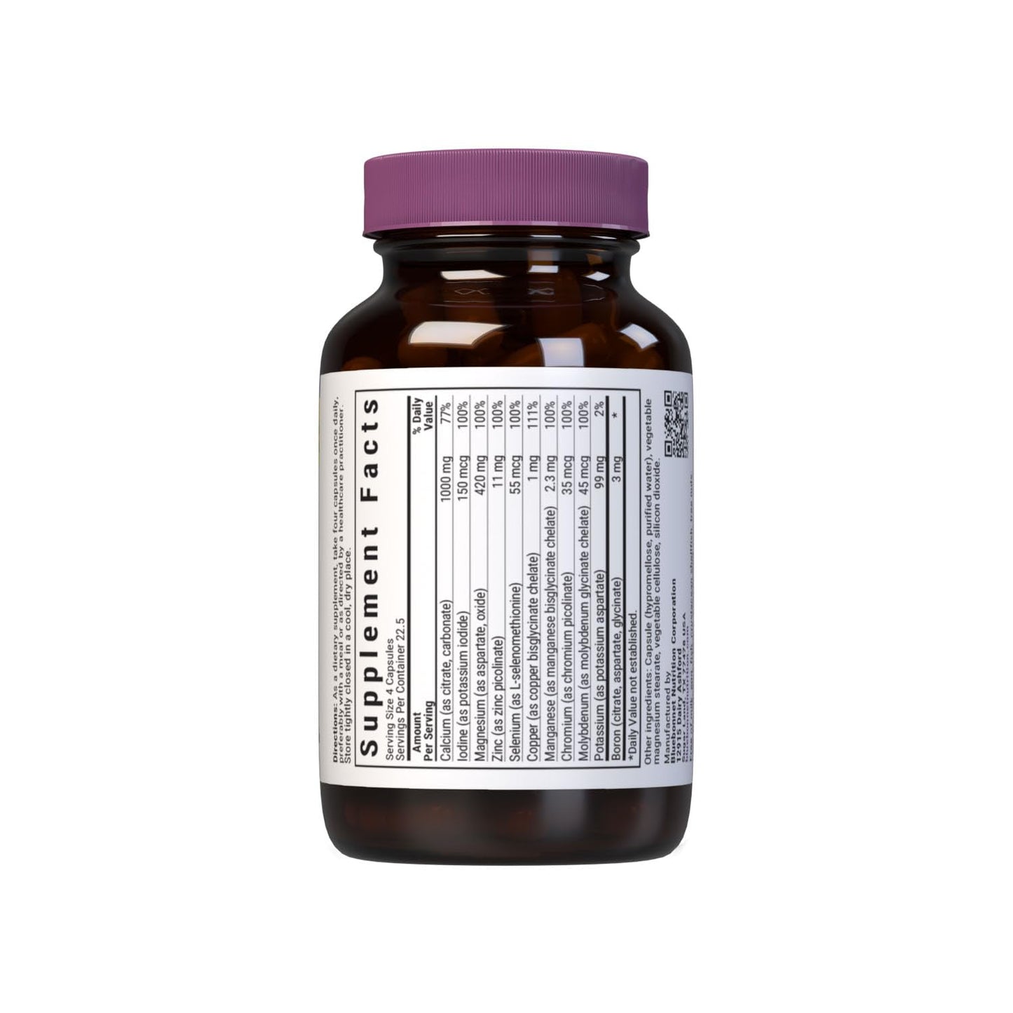 Bluebonnet Multi Mineral Plus Boron Vegetarian Capsules without Iron,White 90 Count